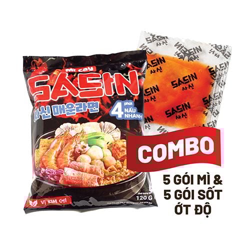  Combo 5 gói mì + 5 gói sốt ớt độ 