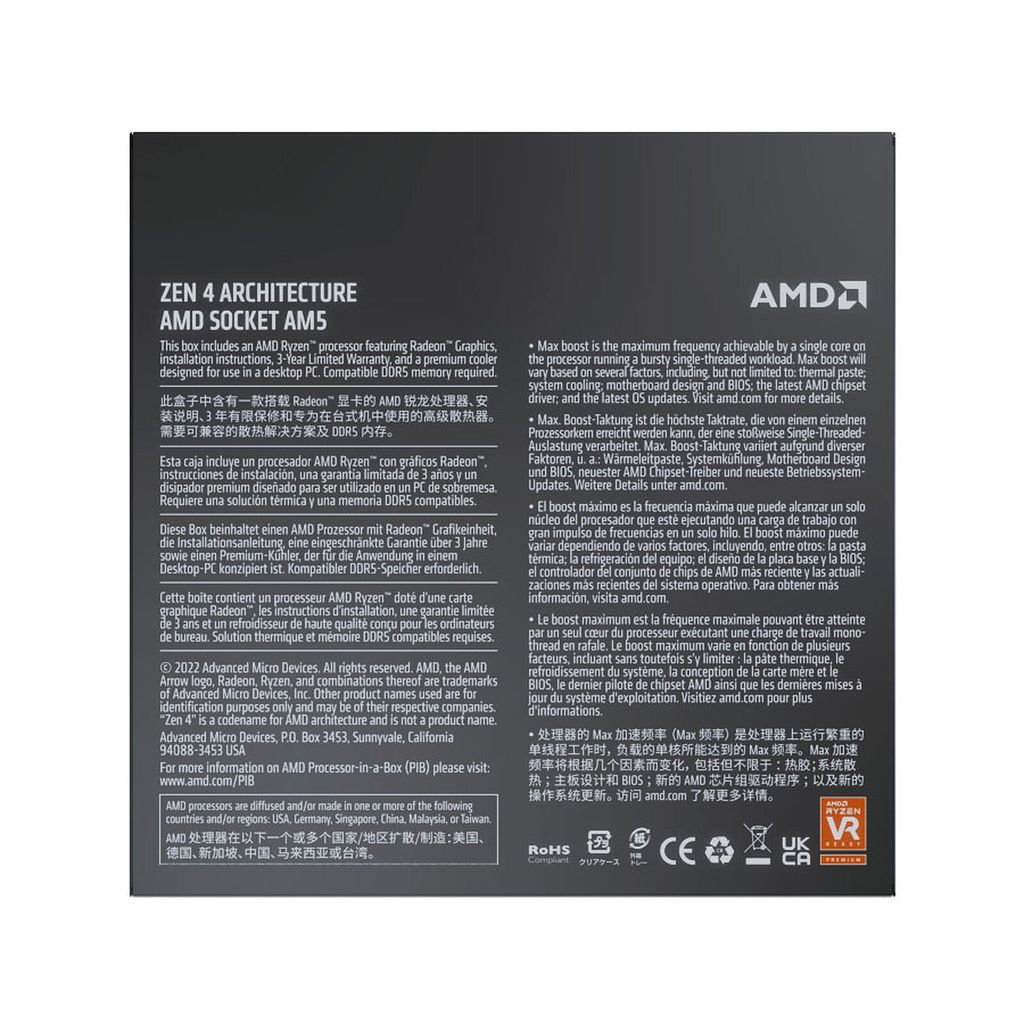 CPU AMD Ryzen 5 7500F (AMD AM5 - 6 Core - 12 Thread - Base 3.7Ghz - Turbo 5.0Ghz - Cache 38MB - No iGPU)