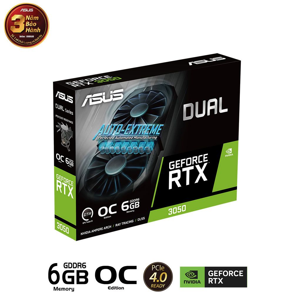 VGA ASUS Dual GeForce RTX™ 3050 OC Edition 6GB GDDR6