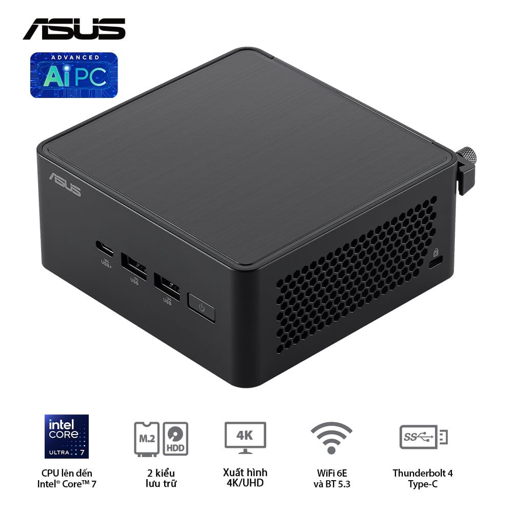 ASUS Mini NUC 14 Pro RNUC14RVHU700001I - Intel® Ultra 7 155H (up to 4.80 GHz) 16 Cores 22 Threads, Arc Graphics