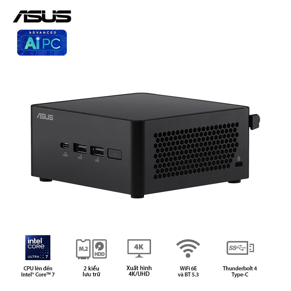 ASUS Mini NUC 14 Pro RNUC14RVHI300001I - Intel® Core™ 3-100U (up to 4.70 GHz) 6 Cores 8 Threads, UHD Graphics
