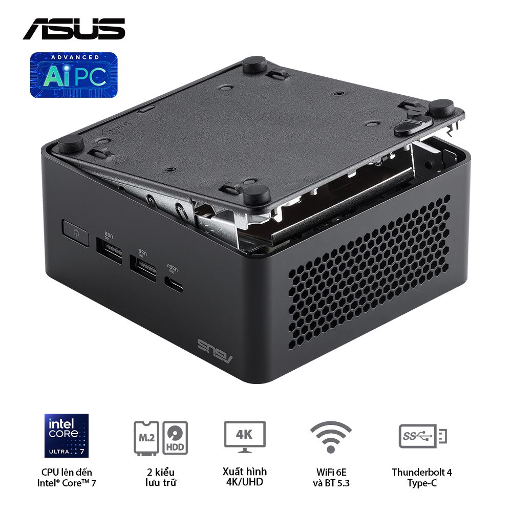 ASUS Mini NUC 14 Pro RNUC14RVHI300001I - Intel® Core™ 3-100U (up to 4.70 GHz) 6 Cores 8 Threads, UHD Graphics