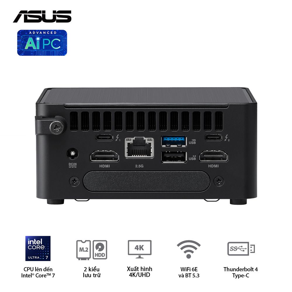 ASUS Mini NUC 14 Pro RNUC14RVHI300001I - Intel® Core™ 3-100U (up to 4.70 GHz) 6 Cores 8 Threads, UHD Graphics