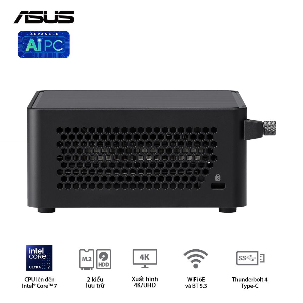 ASUS Mini NUC 14 Pro RNUC14RVHU700001I - Intel® Ultra 7 155H (up to 4.80 GHz) 16 Cores 22 Threads, Arc Graphics