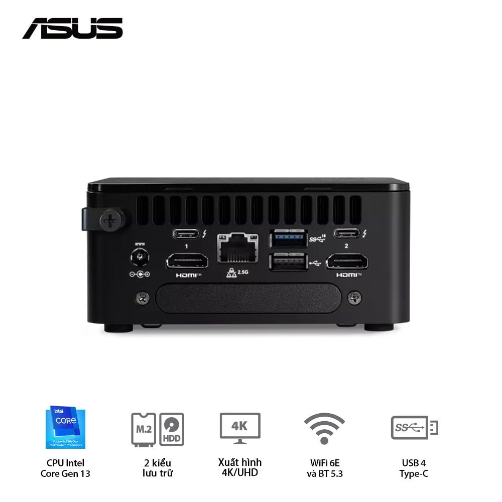 ASUS Mini NUC 13 Pro Tall RNUC13ANHI300001I - Intel® Core™ i3-1315U (up to 4.50 GHz) 6 Cores 8 Threads, Intel® Iris® Xe Graphics
