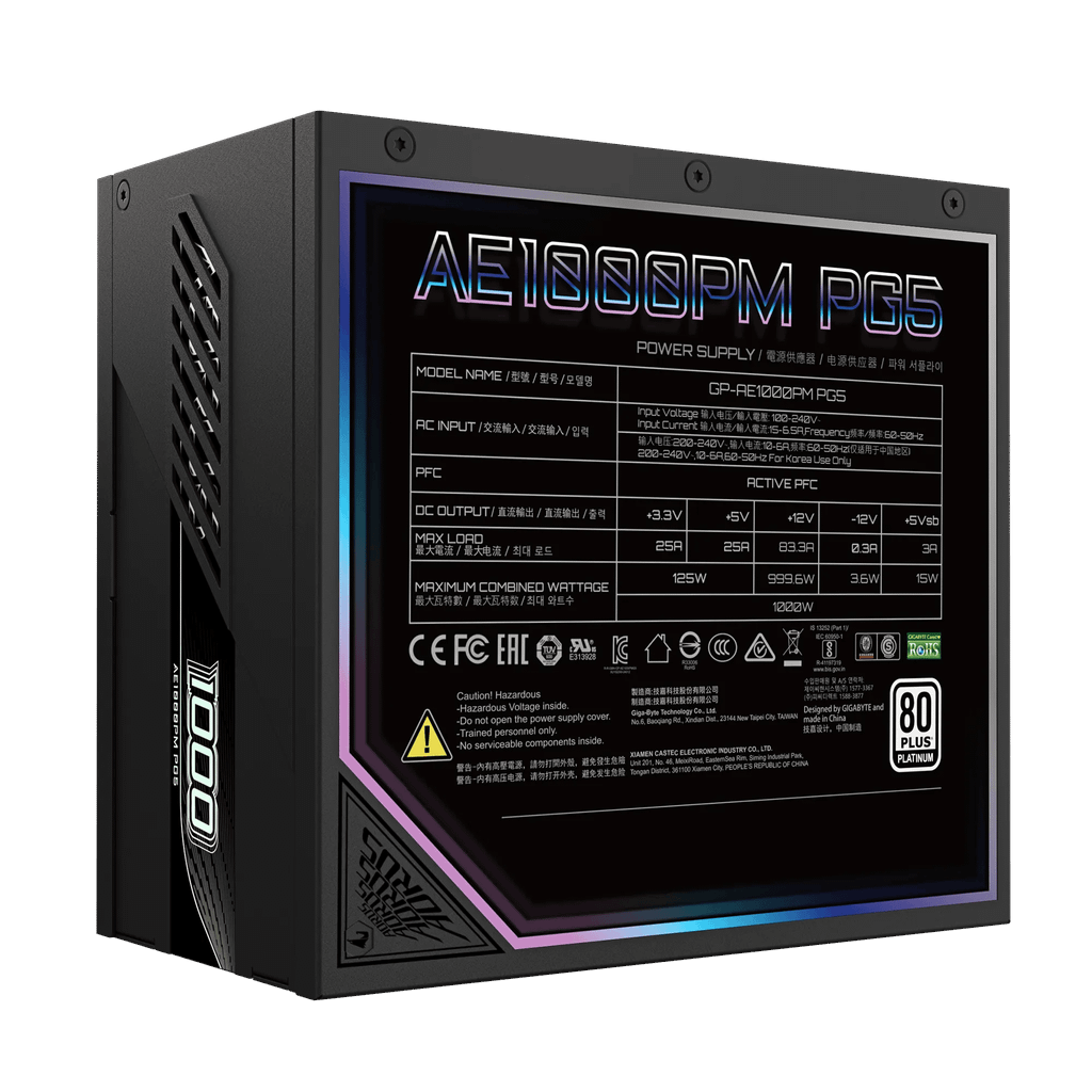 Nguồn máy tính GIGABYTE AORUS ELITE P1000W 80+ Platinum Modular PCIe 5.1 (rev. 1.1)