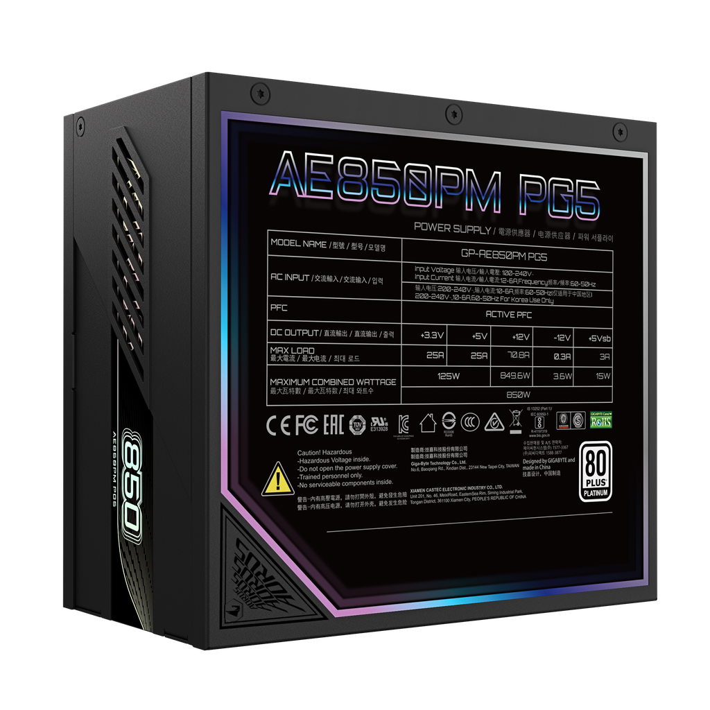 Nguồn máy tính GIGABYTE AORUS ELITE P850W 80+ Platinum Modular PCIe 5.1 (rev. 1.1)