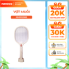 Vợt muỗi Nanoco màu kem model NMR103BE (pin lithium 18650h-220V, cổng sạc Micro USB 5V, dây sạc, đế cắm đi động)