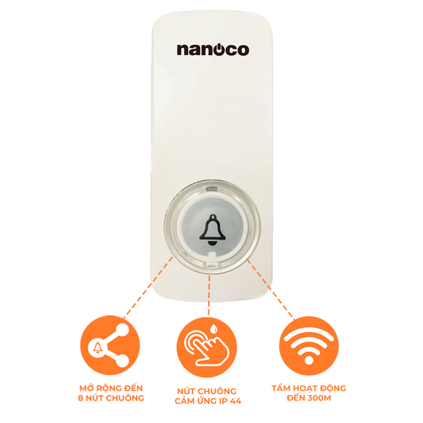 Nút chuông ko cần dùng pin model NDT153 (không dùng pin)