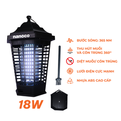 Đèn bắt muỗi Nanoco model NML06B/ NML18B tiêu diệt muỗi với lưới điện mạnh mẽ (công suất 6W/ 8W)