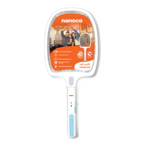 Vợt muỗi Nanoco model NMR104O / NMR105B (pin lithium 18650h-220V, màu cam, màu xanh dương)