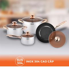 Bộ nồi chảo 4 món inox 304 Nanoco model NCWS850