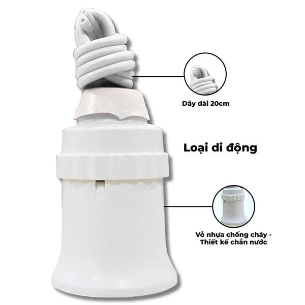 Đui đèn E27 Nanoco loại di động/ có dây/ 45 độ/ 90 độ
