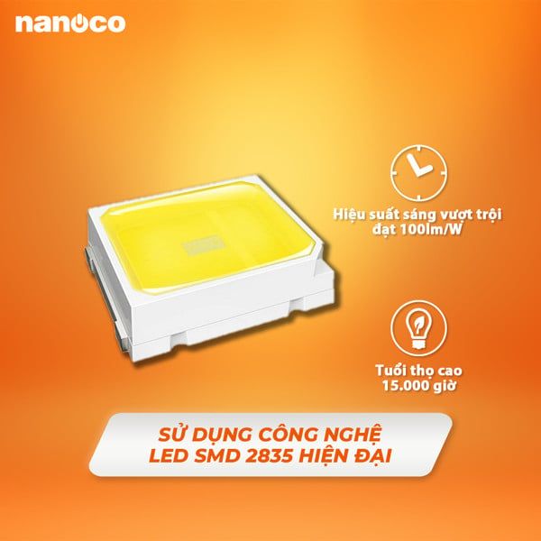 [QUÀ TẶNG] Bóng bulb LED E27 Nanoco model NLBA053/NLBA056 - ánh sáng trắng, vàng