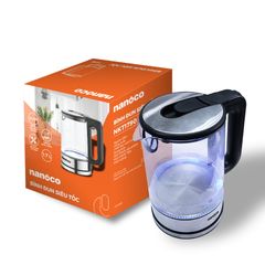 Bình đun siêu tốc thủy tinh cao cấp Nanoco model NKT1790 dung tích 1.7 lít (có bộ lọc chóng cặn linh hoạt tháo rời)