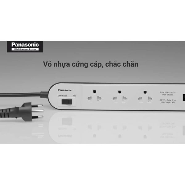 Ổ cắm Panasonic model WCHG243322W-VN (có dây - 3 ổ cắm - 2 USB)