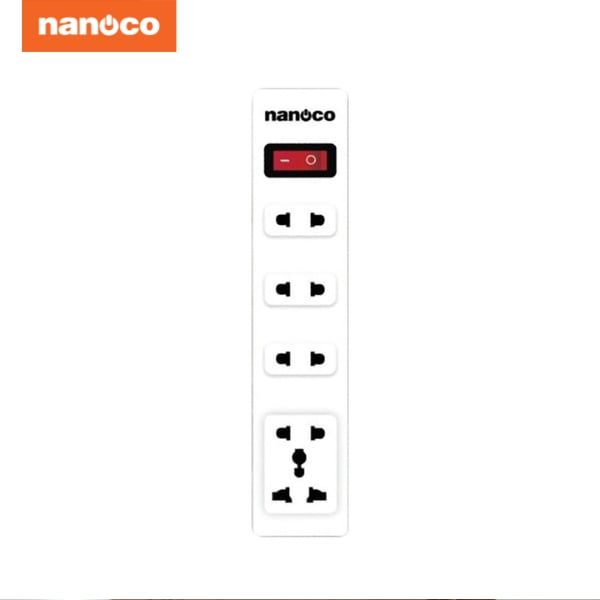 Ổ cắm có dây Nanoco model NES4213-S1 (1 ổ đa năng, 4 ổ 2 chấu, 1 công tắc, dây điện 3m và 5m)
