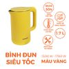 Bình đun siêu tốc inox 304 Nanoco model NKT1750 dung tích 1.7 lít (đèn LED báo sôi, giữ ấm sau khi sôi)