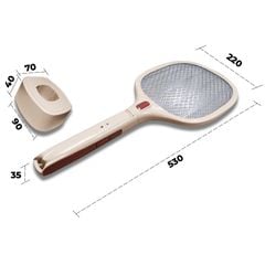 Vợt muỗi Nanoco màu kem model NMR103BE (pin lithium 18650h-220V, cổng sạc Micro USB 5V, dây sạc, đế cắm đi động)