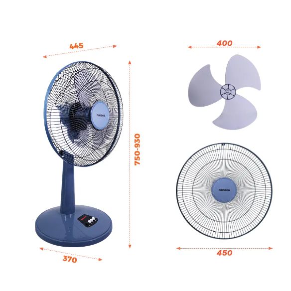 Quạt lửng Nanoco model NLF1623 (màu xanh, màu beige - 3 chế độ gió - công suất 47W)