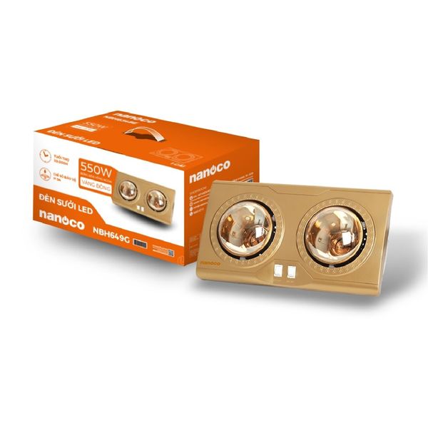 Đèn sưởi gắn tường 2 bóng 550W Nanoco model NBH634BE/NBH649G ( màu beige/vàng đồng)