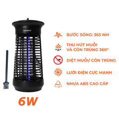 Đèn bắt muỗi Nanoco model NML06B/ NML18B tiêu diệt muỗi với lưới điện mạnh mẽ (công suất 6W/ 8W)