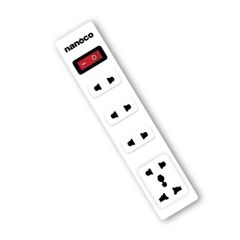 Ổ cắm có dây Nanoco model NES4213-S1 (1 ổ đa năng, 4 ổ 2 chấu, 1 công tắc, dây điện 3m và 5m)