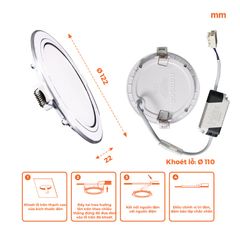 Đèn downlight LED Nanoco φ135 12W viền vàng/ trắng/ bạc (ánh sáng trắng/ trung tính/ vàng)