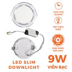 Đèn downlight LED Nanoco φ110 9W viền vàng/ trắng/ bạc (ánh sáng trắng/ trung tính/ vàng)