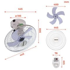 Quạt đảo cơ 5 cánh Nanoco model NOF1609 màu trắng (3 cấp độ gió, công suất 47w)