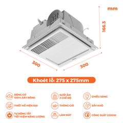 Quạt hút sưởi 5in1 có remote Nanoco model NBD0330