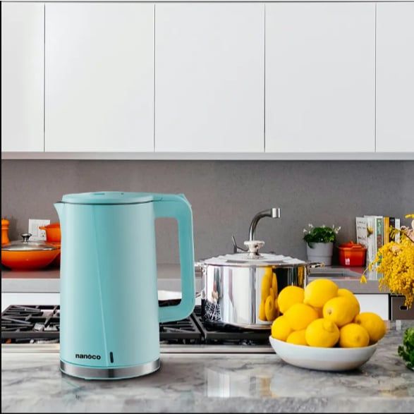 Bình đun siêu tốc 2 lớp Nanoco model NKT1718BE/NKT1718G (dung tích 1.7 lít, màu begie, màu xanh)
