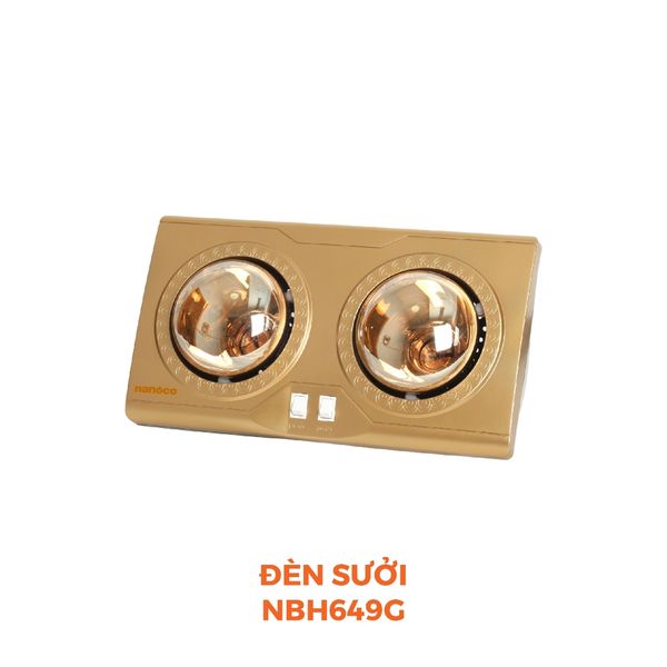 Đèn sưởi gắn tường 2 bóng 550W Nanoco model NBH634BE/NBH649G ( màu beige/vàng đồng)