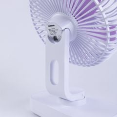 Quạt sạc Nanoco model NRF6219W màu trắng, 6inch, có xoay, có đèn