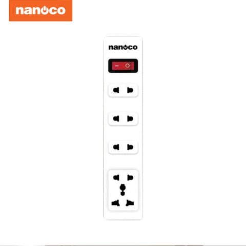 [QUÀ TẶNG] Ổ cắm có dây Nanoco model NES4213-S1 (1 ổ đa năng, 4 ổ 2 chấu, 1 công tắc, dây điện 3M)
