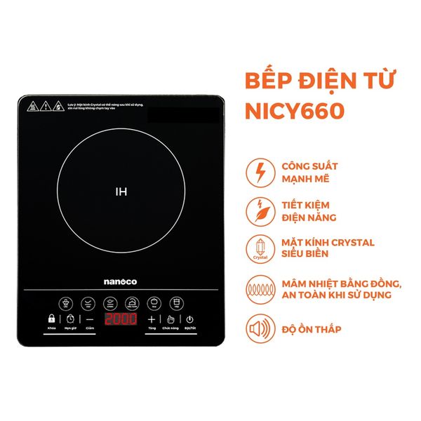 Bếp điện từ đơn Nanoco Model NICY660 (cảm ứng, công suất 1800-2000W)