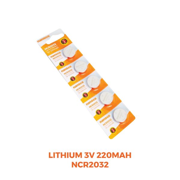 Pin Lithium 3V 160mAh/220mAh Nanoco model NCR2025/ NCR2032  (5 viên/vỉ )
