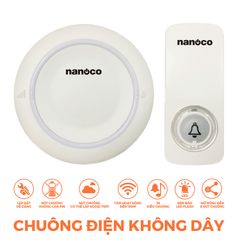 Chuông điện không dây Nanoco model ND153 trắng/đen (không dây không pin)