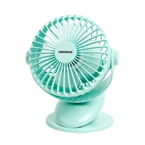 Quạt sạc kẹp 5inch Nanoco Model NRF5210G, màu xanh, sạc từ 3 giờ dùng đến 8 giờ