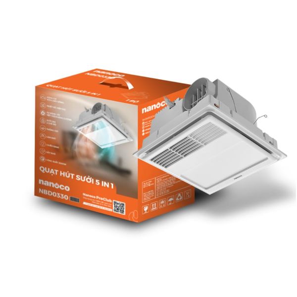 Quạt hút sưởi 5in1 có remote Nanoco model NBD0330