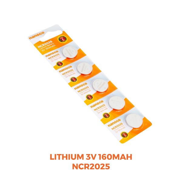 Pin Lithium 3V 160mAh/220mAh Nanoco model NCR2025/ NCR2032  (5 viên/vỉ )