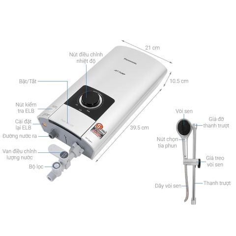 Máy nước nóng Panasonic DH-4NP1VS dòng cao cấp  (4500W, có bơm trợ lực) - KHÔNG GỒM PHÍ LẮP