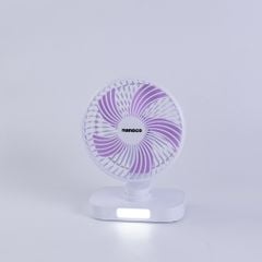 Quạt sạc Nanoco model NRF6219W màu trắng, 6inch, có xoay, có đèn