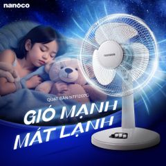 Quạt bàn Nanoco model NTF1207G màu xám (3 chế độ gió, công suất 47W)