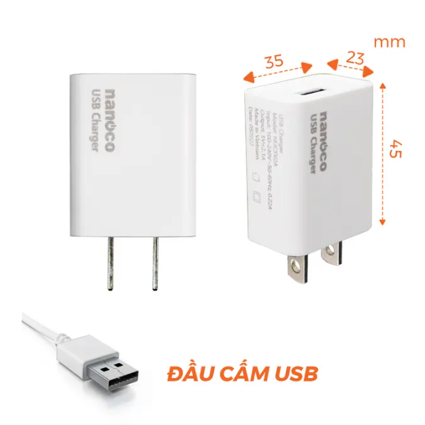 Cốc sạc USB Nanoco Model NUC5V2A