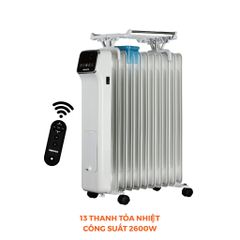 Máy sưởi dầu cảm ứng có remote Nanoco model NOH2614RC ( Công suất 2600W, 3 mức độ nhiệt)