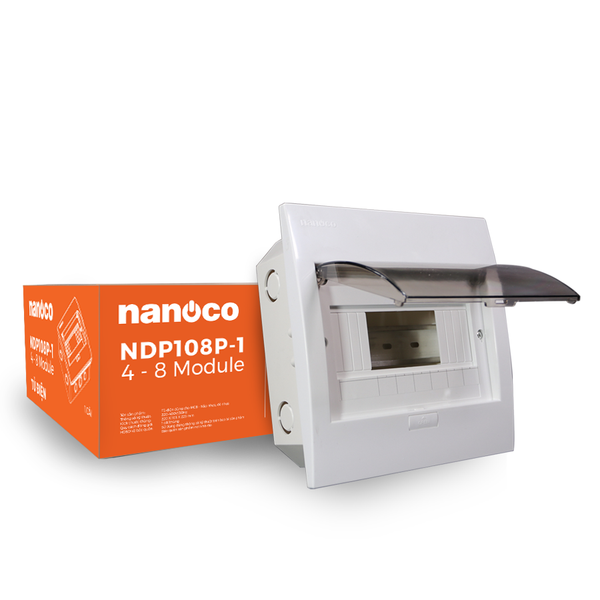 Tủ điện âm tường Nanoco model NDP104P-1/ NDP108P-1 (mặt nhựa đế nhựa)