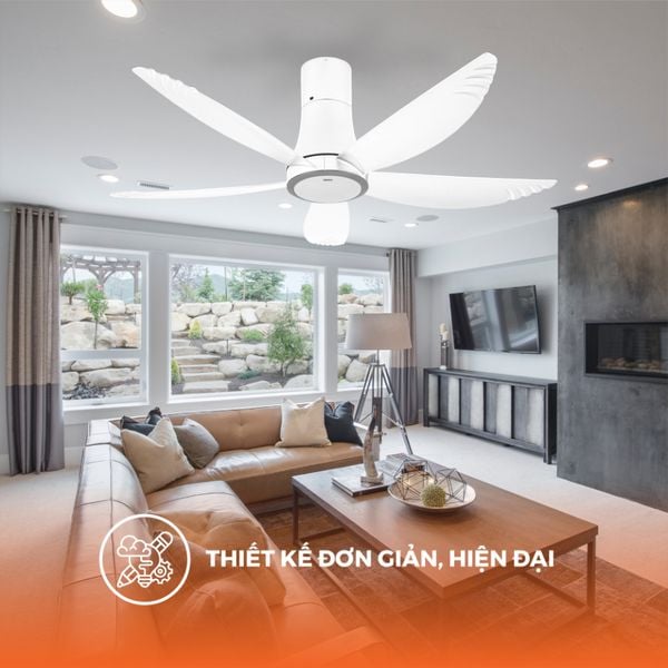 Quạt trần 5 cánh - Đèn Led có remote Nanoco model NCF5653-WL ( Công suất 69W, động cơ DC)