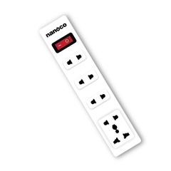 [QUÀ TẶNG] Ổ cắm có dây Nanoco model NES4213-S1 (1 ổ đa năng, 4 ổ 2 chấu, 1 công tắc, dây điện 3M)
