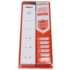 Ổ cắm có dây Nanoco model NES5215 (5 ổ cắm 2 chấu, 1 công tắc, dây điện 3m và 5m)
